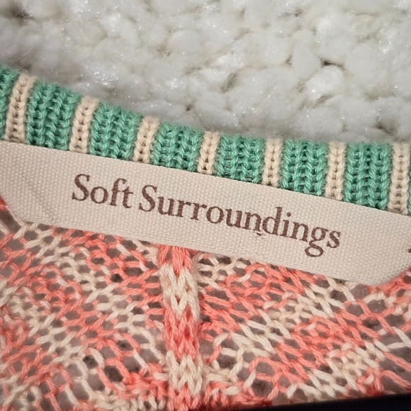 Soft Surroundings Rosita Knit Sweater Top 3/4 sleeve Cotton Multicolor Sz Medium - Picture 4 of 12